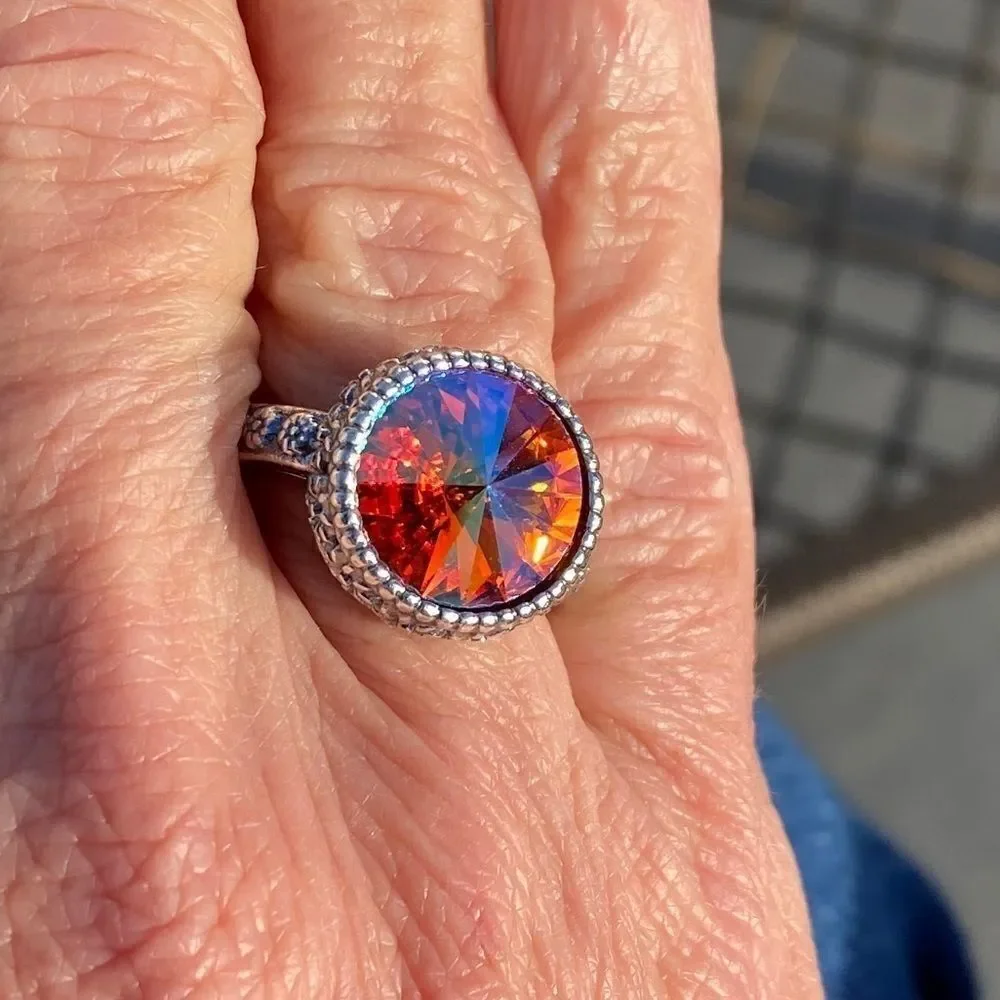 Handcrafted sparkly ring made with Swarovski crystal adjustable fit